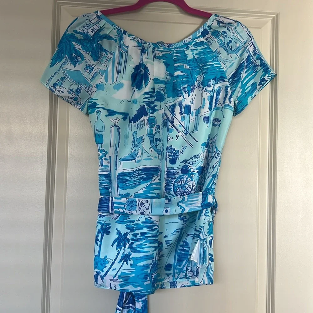 Lilly Pulitzer blue toile silk top XS - Picture 5 of 5